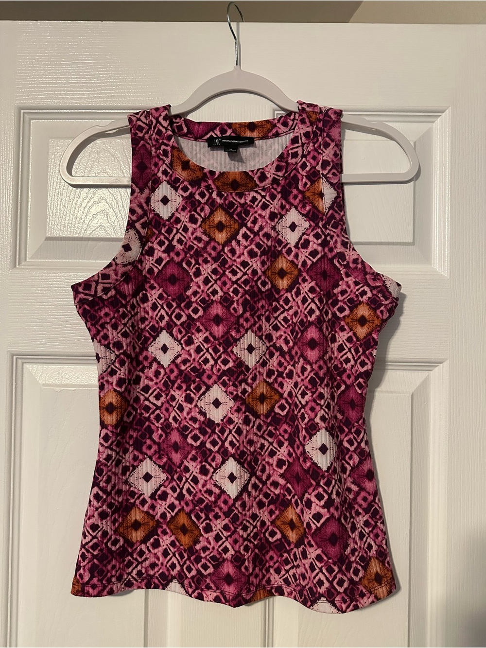 INC International Concepts Magenta & Pink Geometric Tank Top